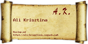 Ali Krisztina névjegykártya